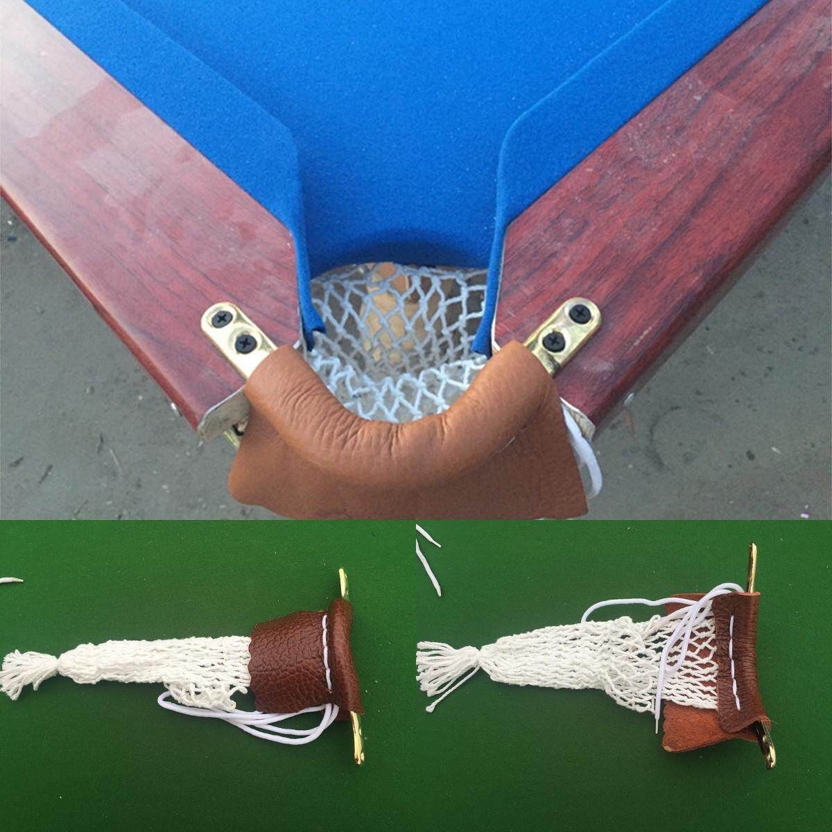 6Pcs/set Heavy Duty Pool Snooker Table Leather Mesh Pockets Billiard Net Protect