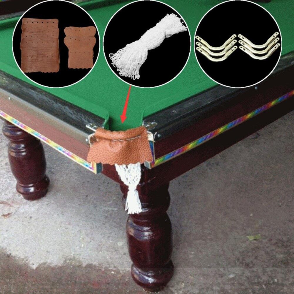 6Pcs/set Heavy Duty Pool Snooker Table Leather Mesh Pockets Billiard Net Protect