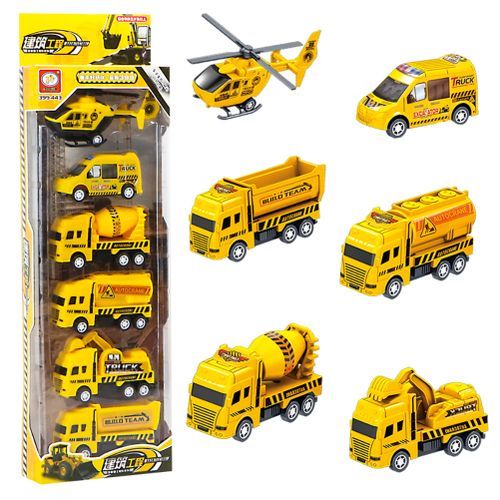 6pcs Model Car Baby Kids Toy Inertia Cars Engineering Excavator Tractor Truck Vehicle Education Gifts For Boys