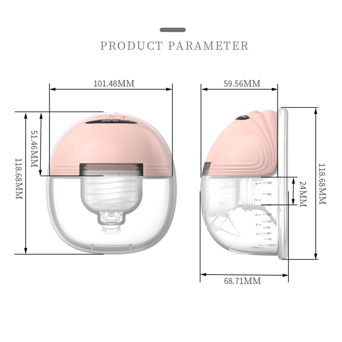 Wearable Breast Pump Breastfeeding,1 Set,24mm Flange,180ml