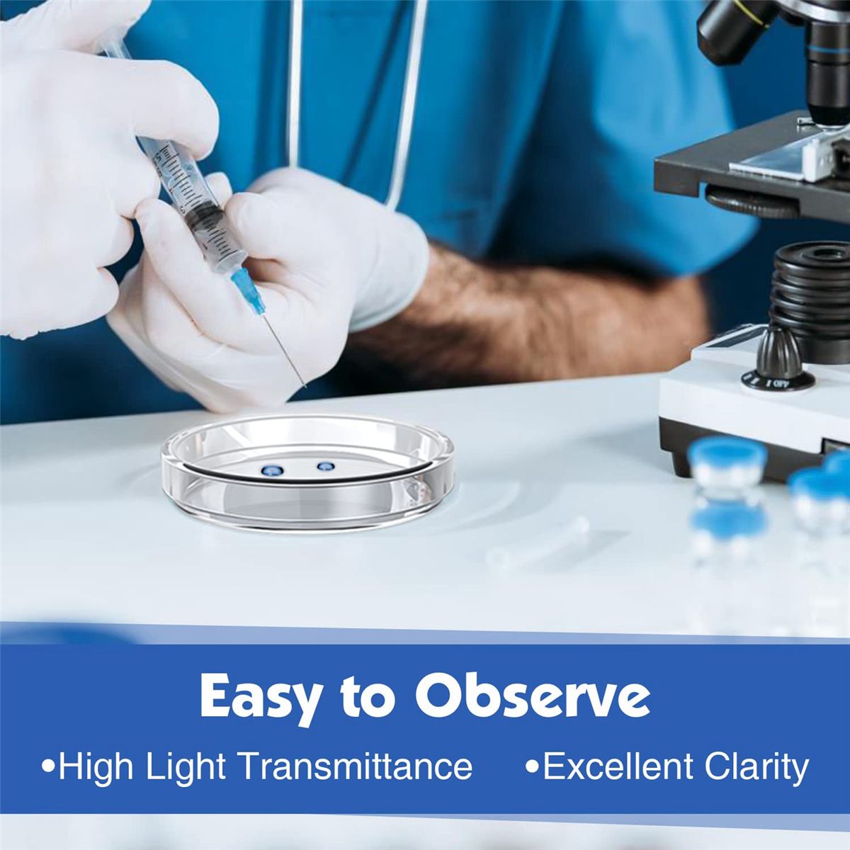 90 mm Glass Dishes 10 Pcs Autoclavable Lab Plates with A Inoculation Loop Autoclavable and Reusable