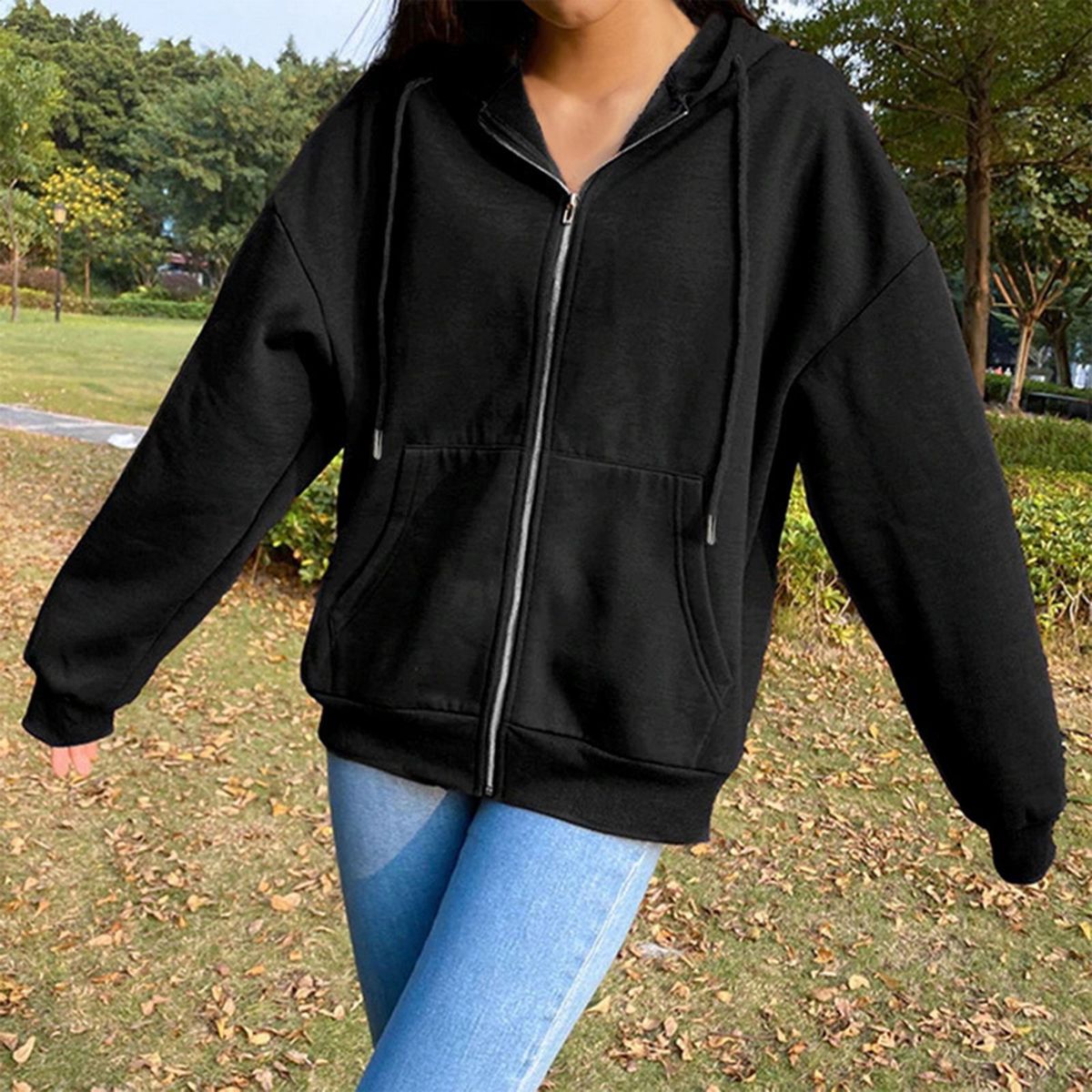 Womens Hoodie Jacket Fashion Lightweight Streetwear