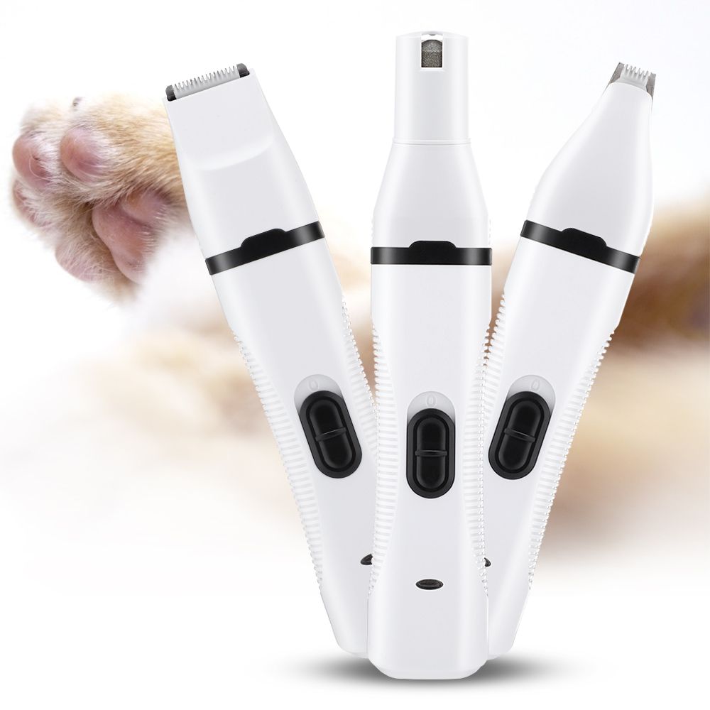 3 In 1 Pets Grooming Set Kit Rechargeable Cats Nail Clipper Dogs Grinder Dog Paw Hair Trimmer Pet