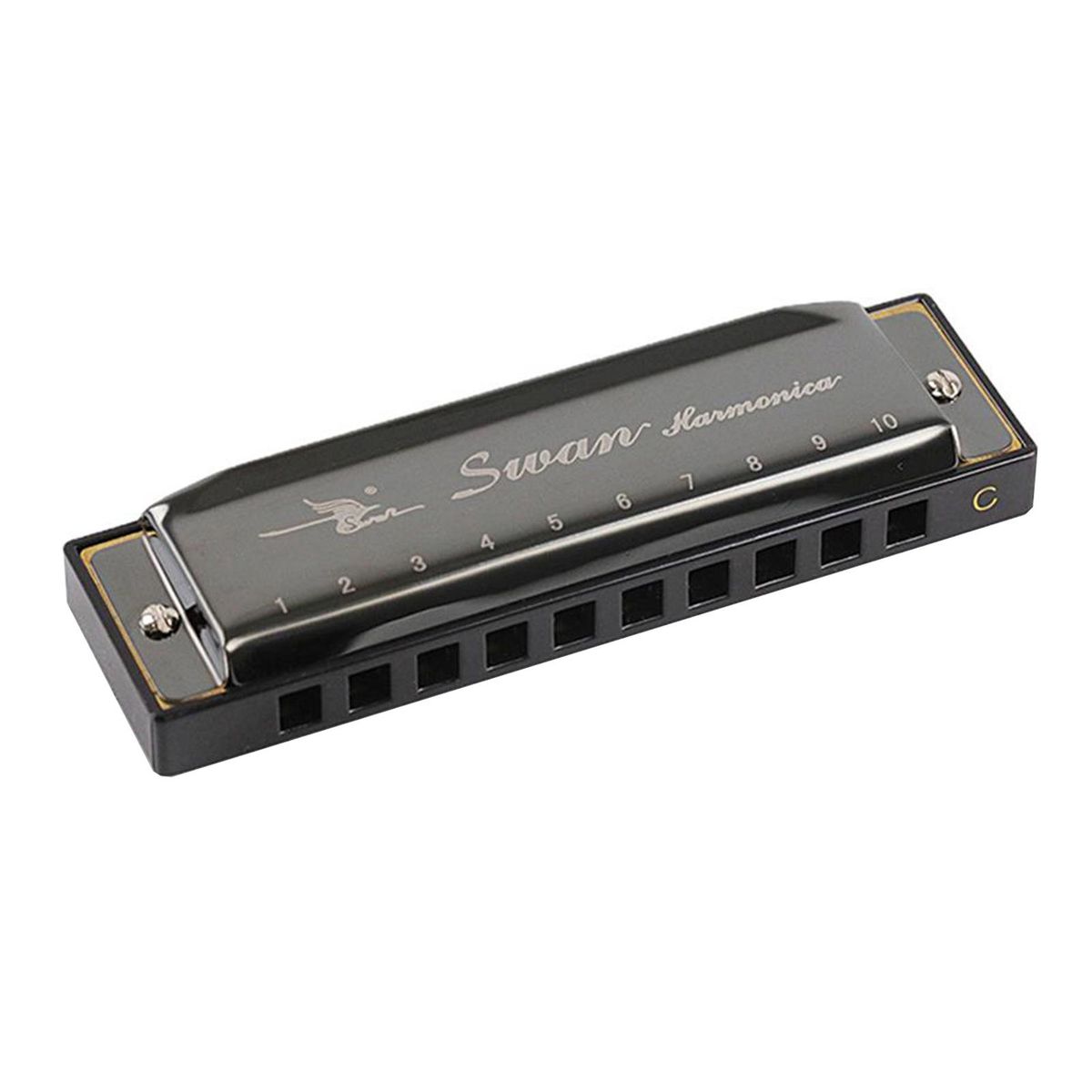 Swan SW1020-7 10 Holes 20 Tones Blues Diatonic Harmonica Key of C Mouth Organ with ABS Case Standard Performance Harmonica for Beginners Kids Students Adults Professionals