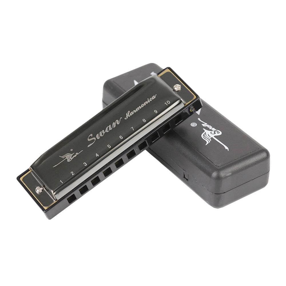 Swan SW1020-7 10 Holes 20 Tones Blues Diatonic Harmonica Key of C Mouth Organ with ABS Case Standard Performance Harmonica for Beginners Kids Students Adults Professionals