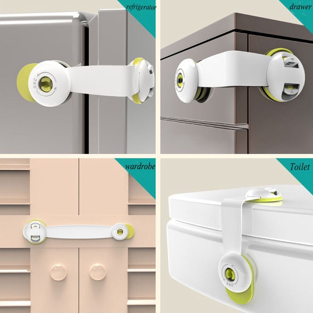 Multi-function Double Button Baby Anti Pinch Drawer Door  Refrigerator Lock Children Safety