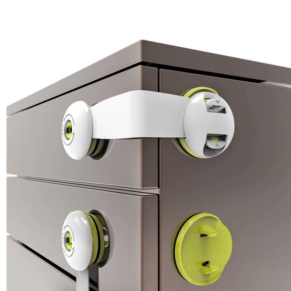 Multi-function Double Button Baby Anti Pinch Drawer Door  Refrigerator Lock Children Safety