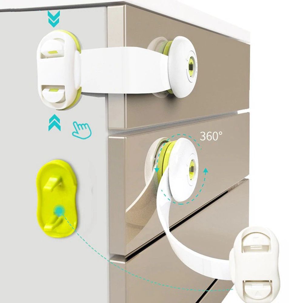 Multi-function Double Button Baby Anti Pinch Drawer Door  Refrigerator Lock Children Safety