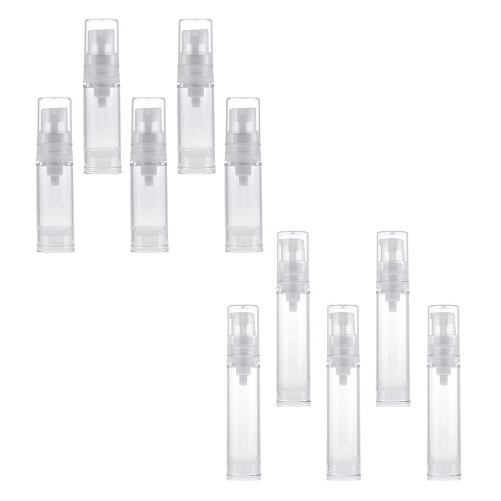 5ml/10ml Clear Empty Airless Pump Bottles - Travel Sterile