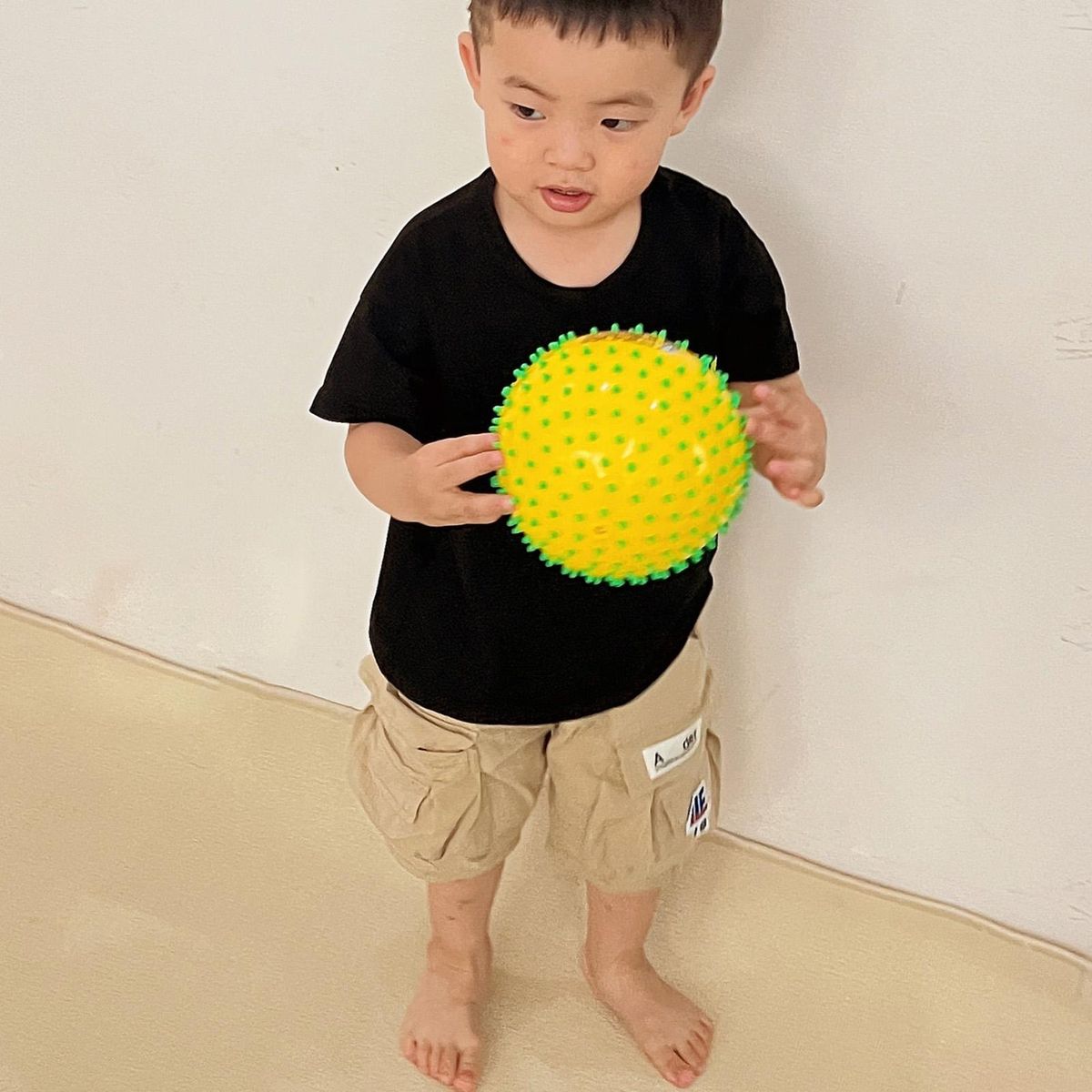 Sensory Ball Toy Baby Toddler Hand Finger Grip Training Touch Ball Toy Yellow