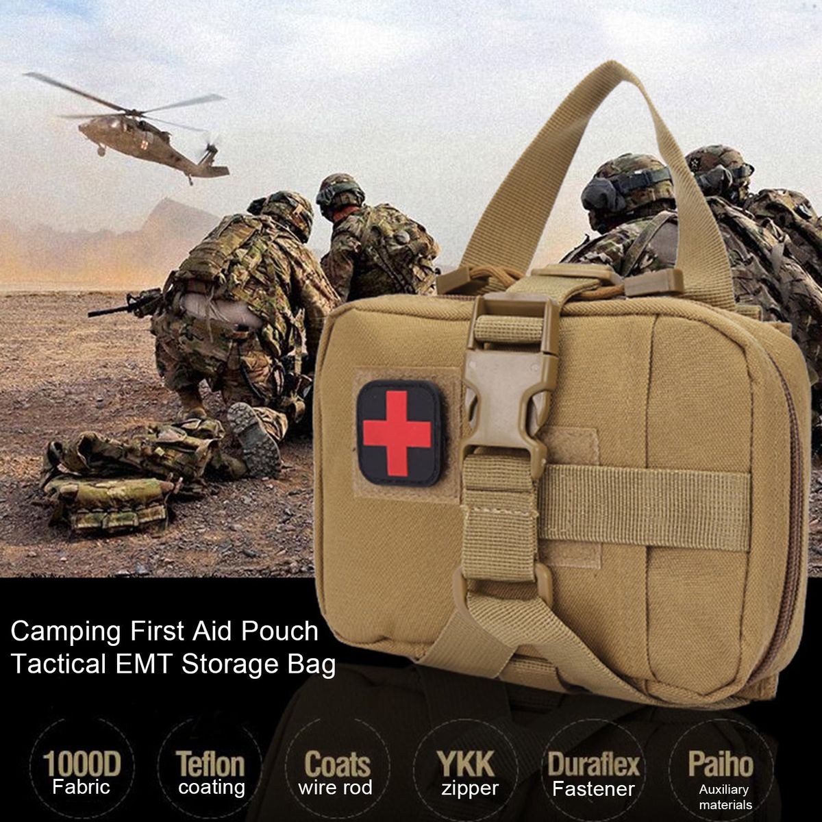 Storage Bag Camping First Aid Pouch EMT Storage Bag Khaki