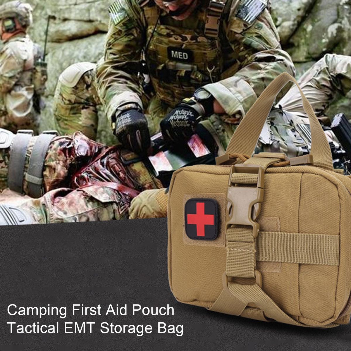 Storage Bag Camping First Aid Pouch EMT Storage Bag Khaki