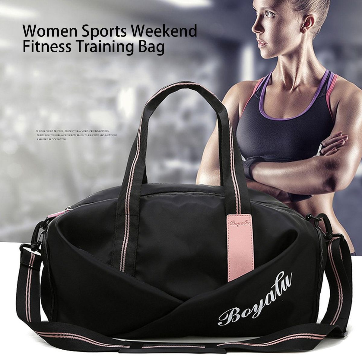 Gym Bag Short Distance Travel Luggage Handbag Black