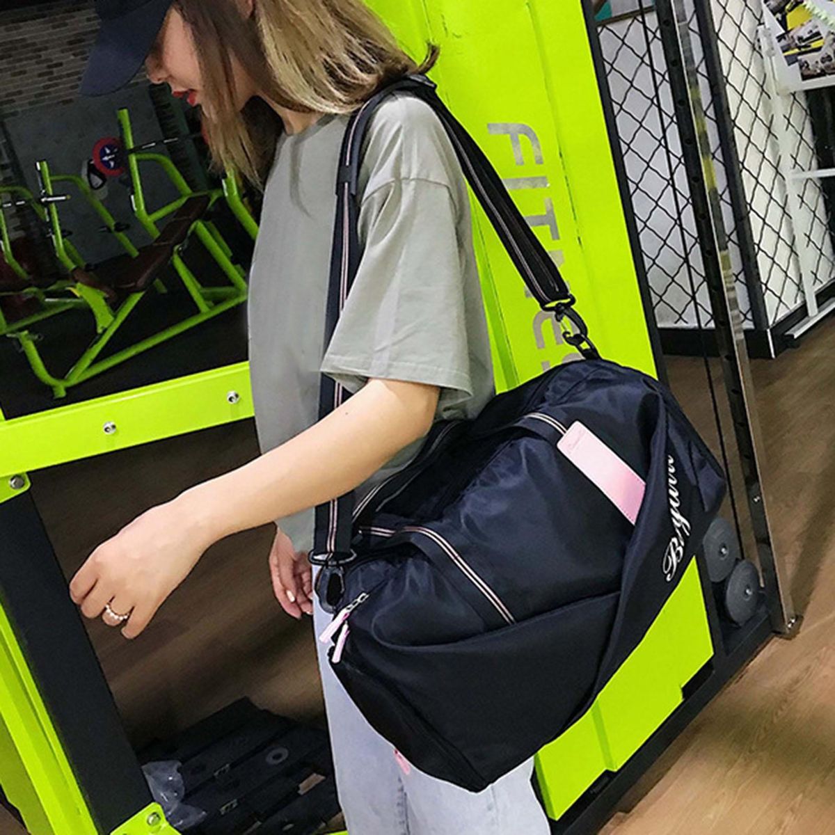 Gym Bag Short Distance Travel Luggage Handbag Black
