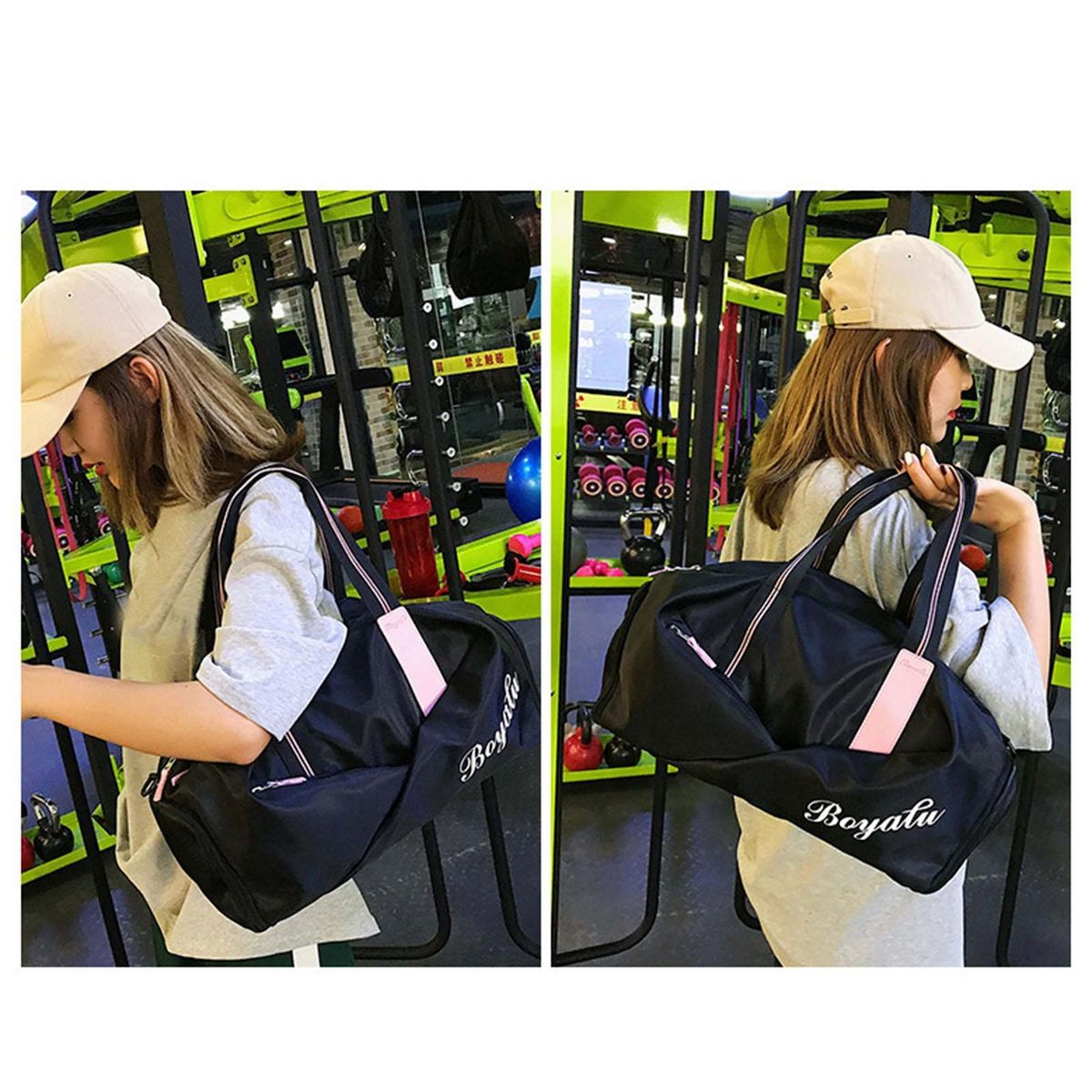 Gym Bag Short Distance Travel Luggage Handbag Black
