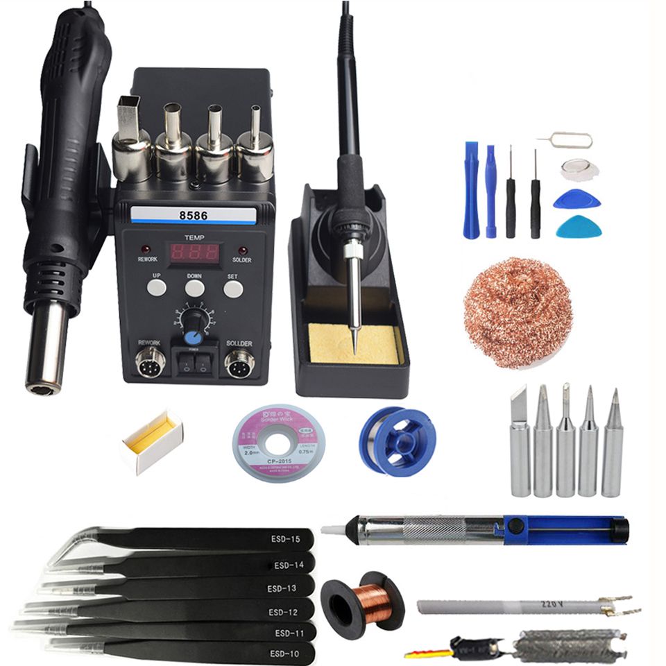 Eruntop Black 8586 Digital Display Electric Soldering S +DIY Hot Air Gun Better SMD Rework Station D