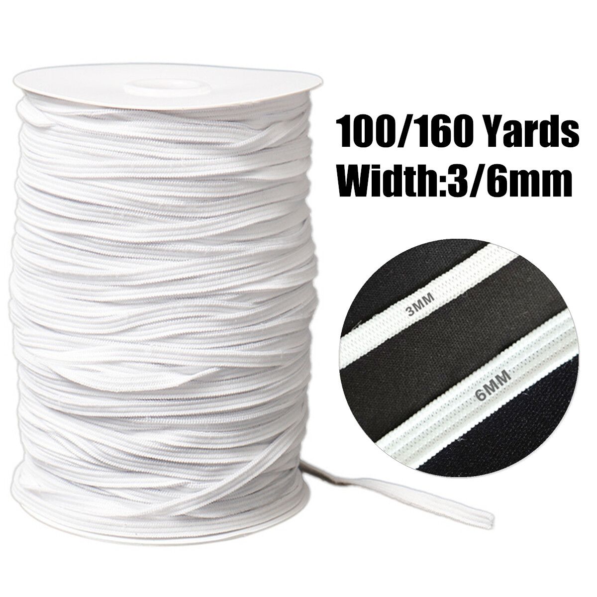 Elastic Band Rope For Sewing Tailoring Craft DIY Materials Sewing Accessories Elastic Rubber Band High Stretch 3mm-160 Yards