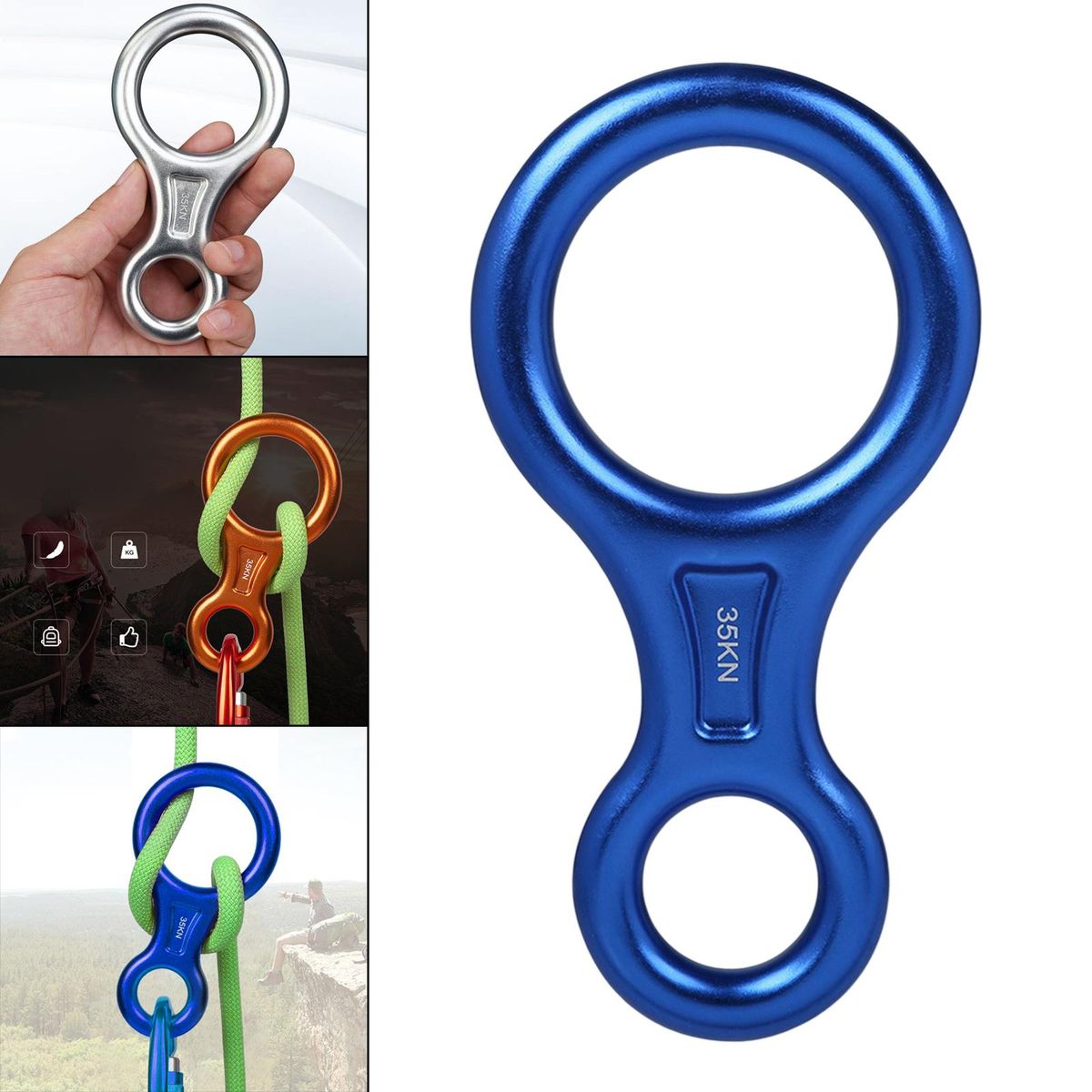 Figure 8 Safety Rope Descender Rappel Ring Caving Rappelling   Blue