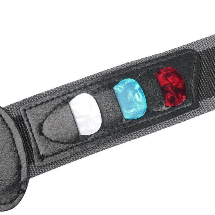 Electric Acoustic Guitar Bass Strap Adjustable Nylon Strap & 3 Picks Pick Holder