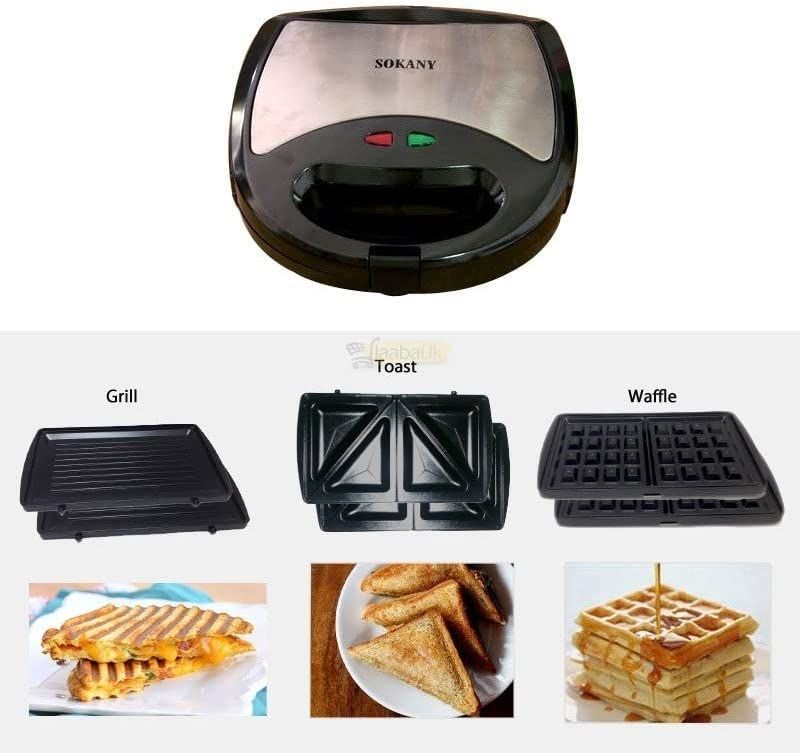 3-in-1 Toast Waffle Pancakes With Non-Stick Grill Plates