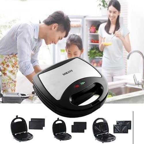 3-in-1 Toast Waffle Pancakes With Non-Stick Grill Plates