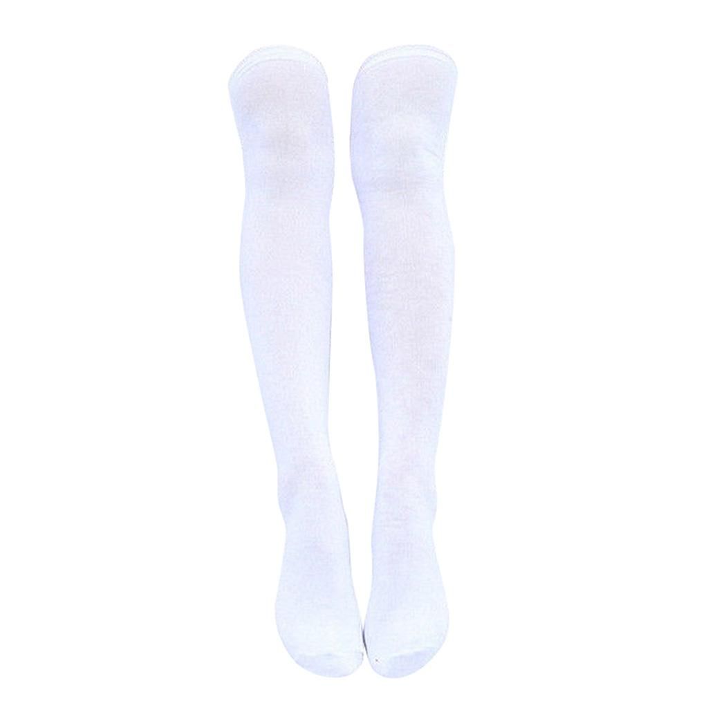 Women Extra Long Thigh High Socks Soft Knit Stocking School White