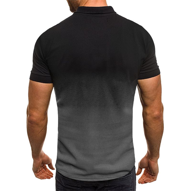 Mens Casual Business T-shirt Polos Shirts Stand Collar - Black