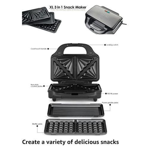 XL 3-in-1 Snack Maker - Waffle/Sandwich/Panini Maker