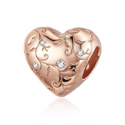 Heart-shaped Retro Pattern Rose Gold Plated Beads