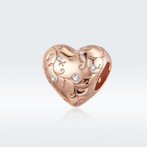 Heart-shaped Retro Pattern Rose Gold Plated Beads
