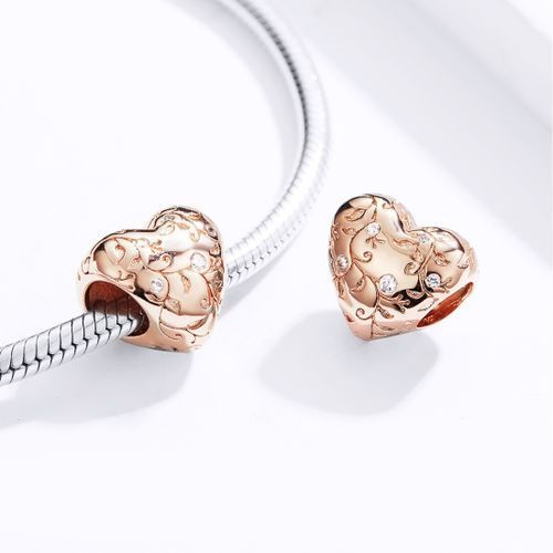 Heart-shaped Retro Pattern Rose Gold Plated Beads