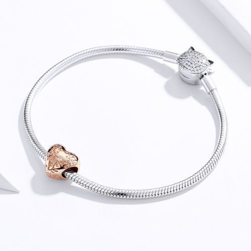 Heart-shaped Retro Pattern Rose Gold Plated Beads