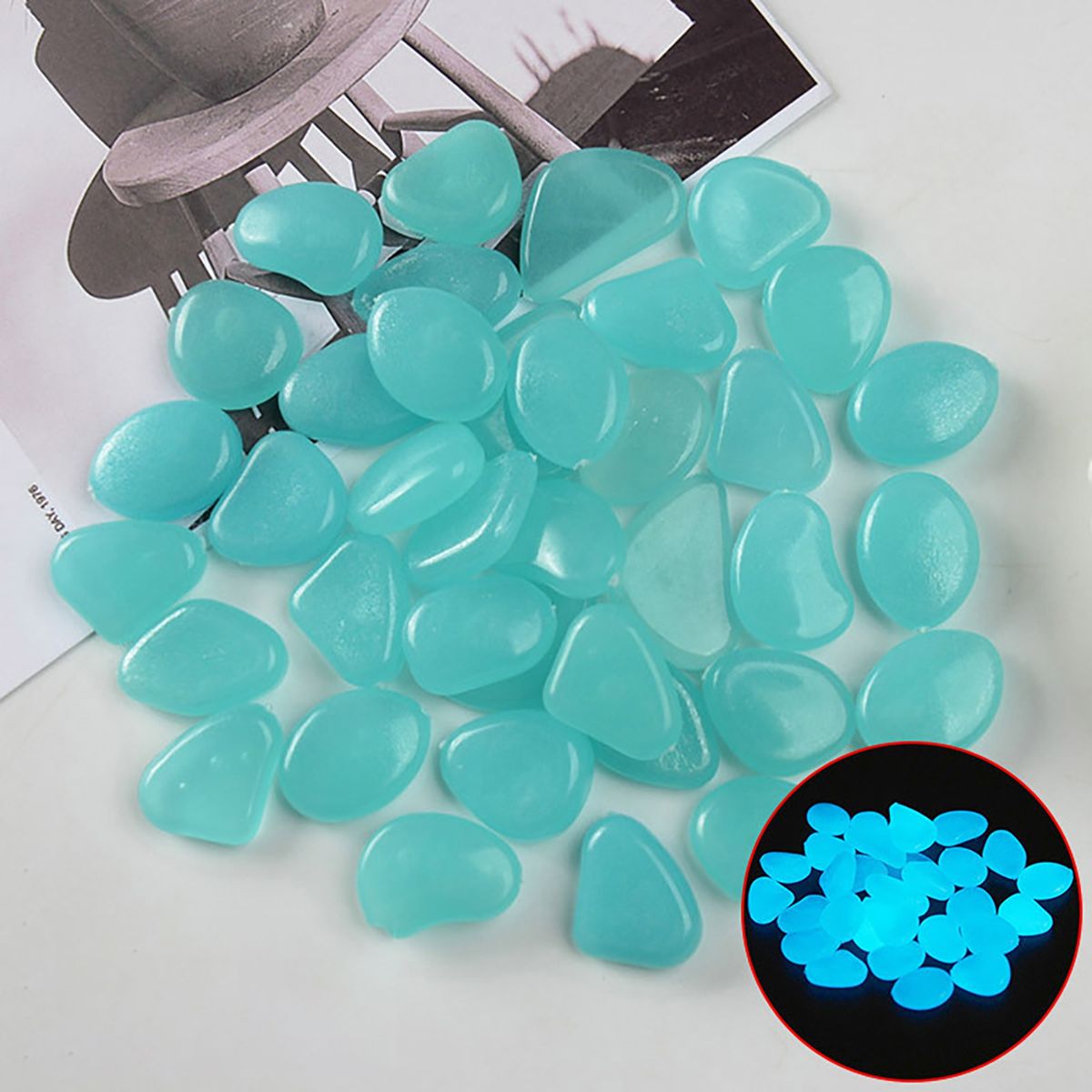 200Pcs Gravel Rocks   Flower Pots Color Stones Light Blue