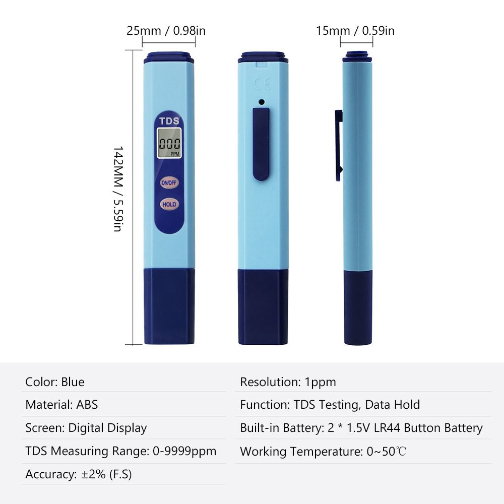 Digital TDS Meter 0-9990PPM Water Quality Tester Accurate