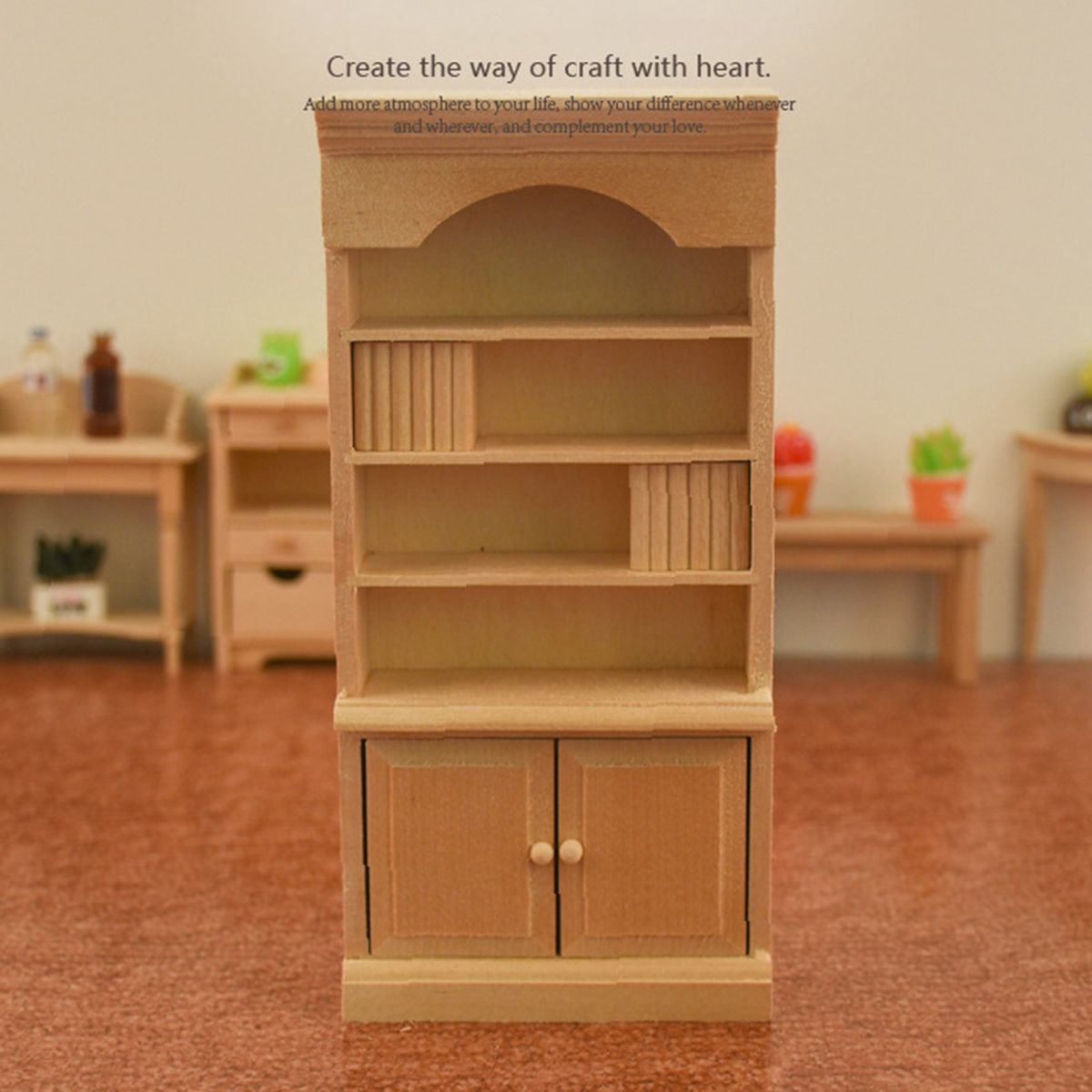 1/12 Dollhouse Miniature Wooden Bookshelf For Dollhouse