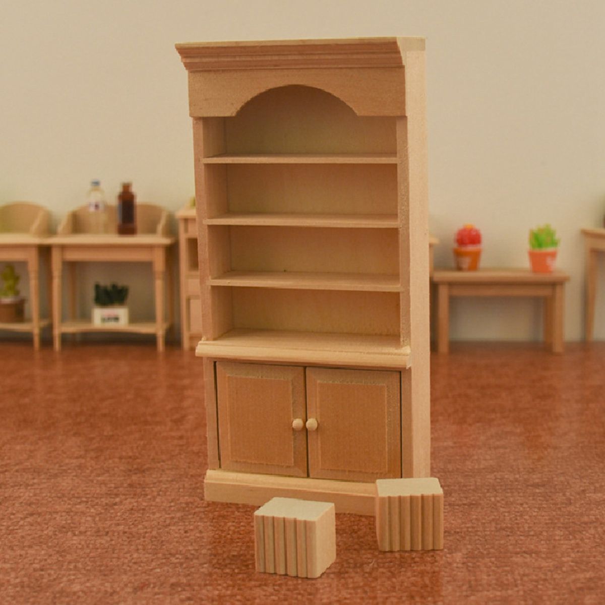 1/12 Dollhouse Miniature Wooden Bookshelf For Dollhouse