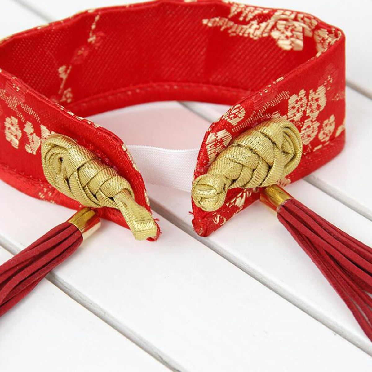 Cute Pet Collar Cat Bow Tie Chinese Tang Puppy Clothing Party Red