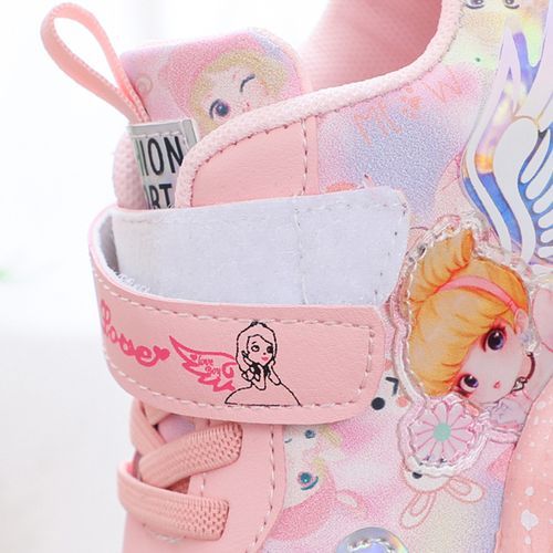 Kids LED Light-up Shoes Girls Velcro Sneakers (Pink)