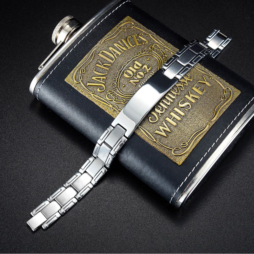 Smooth Men's Stainless Steel Hand Jewelry Bracelet Adjustable Watch Type Chain