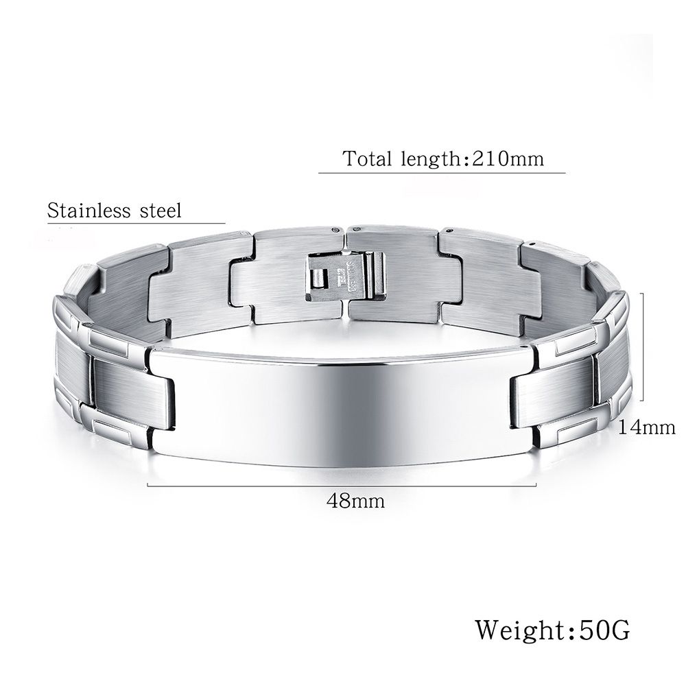 Smooth Men's Stainless Steel Hand Jewelry Bracelet Adjustable Watch Type Chain