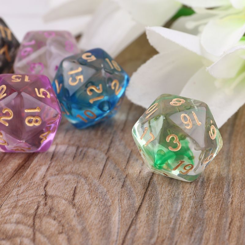 7pcs D20 Polyhedral 20 Sided Dice Numbers Dials Table Board