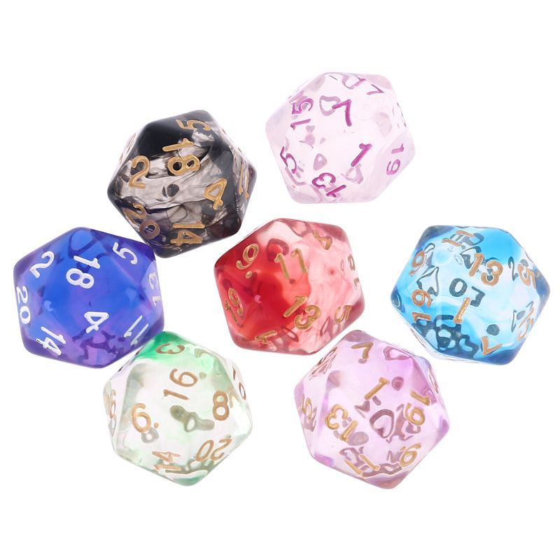 7pcs D20 Polyhedral 20 Sided Dice Numbers Dials Table Board