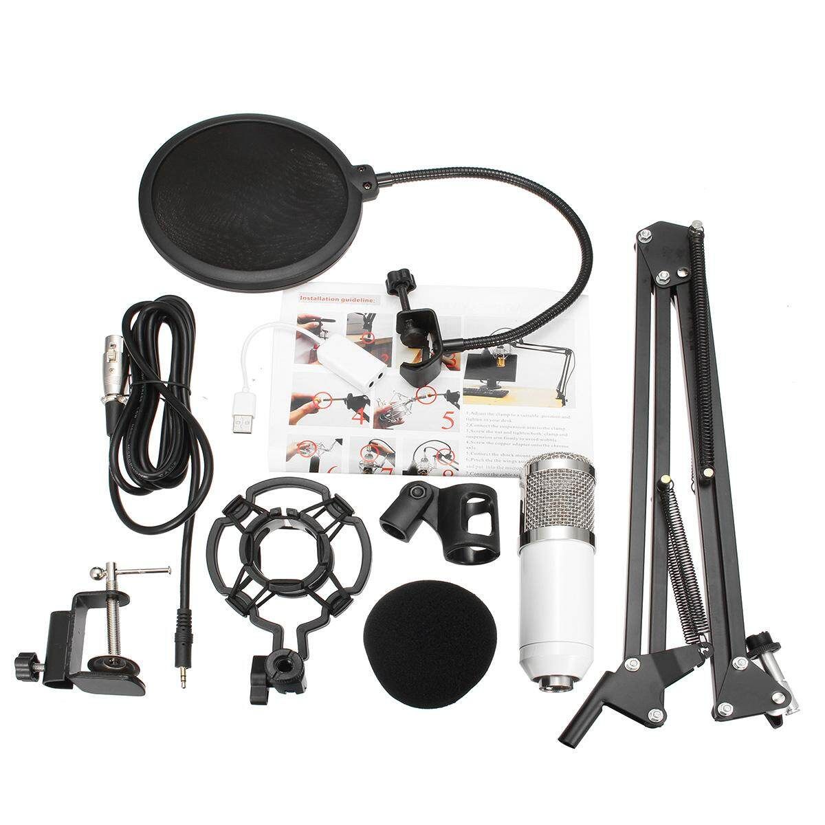 BM-800 Computer Wired Recording Microphone Shock Mount Set Sound Studio Audio