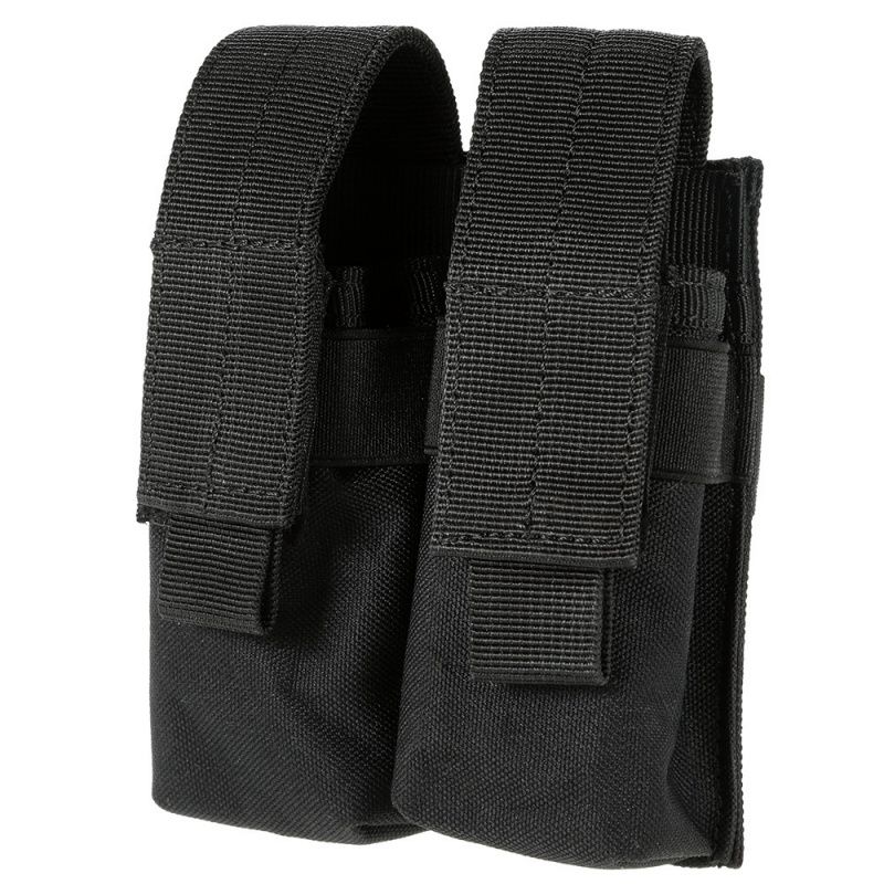 Abay 9mm  Double Molle Magazine Pouch Flashlight Holder Airsoft Gun Accessories Hunting Waist Belt Mag Bag SAB