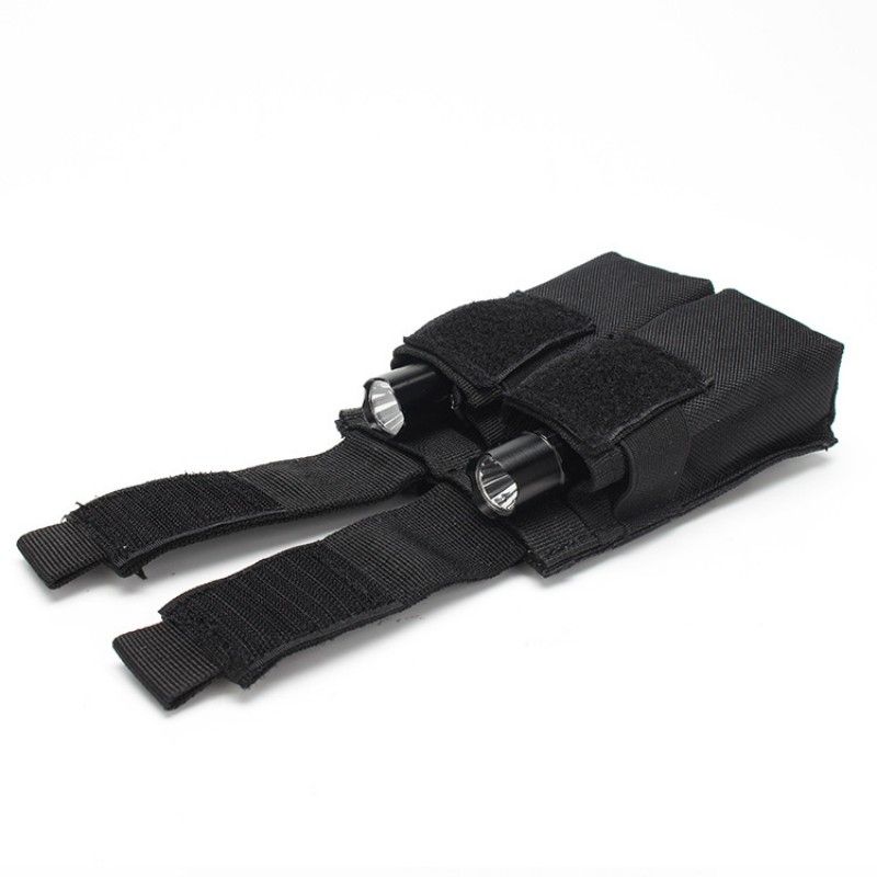 Abay 9mm  Double Molle Magazine Pouch Flashlight Holder Airsoft Gun Accessories Hunting Waist Belt Mag Bag SAB