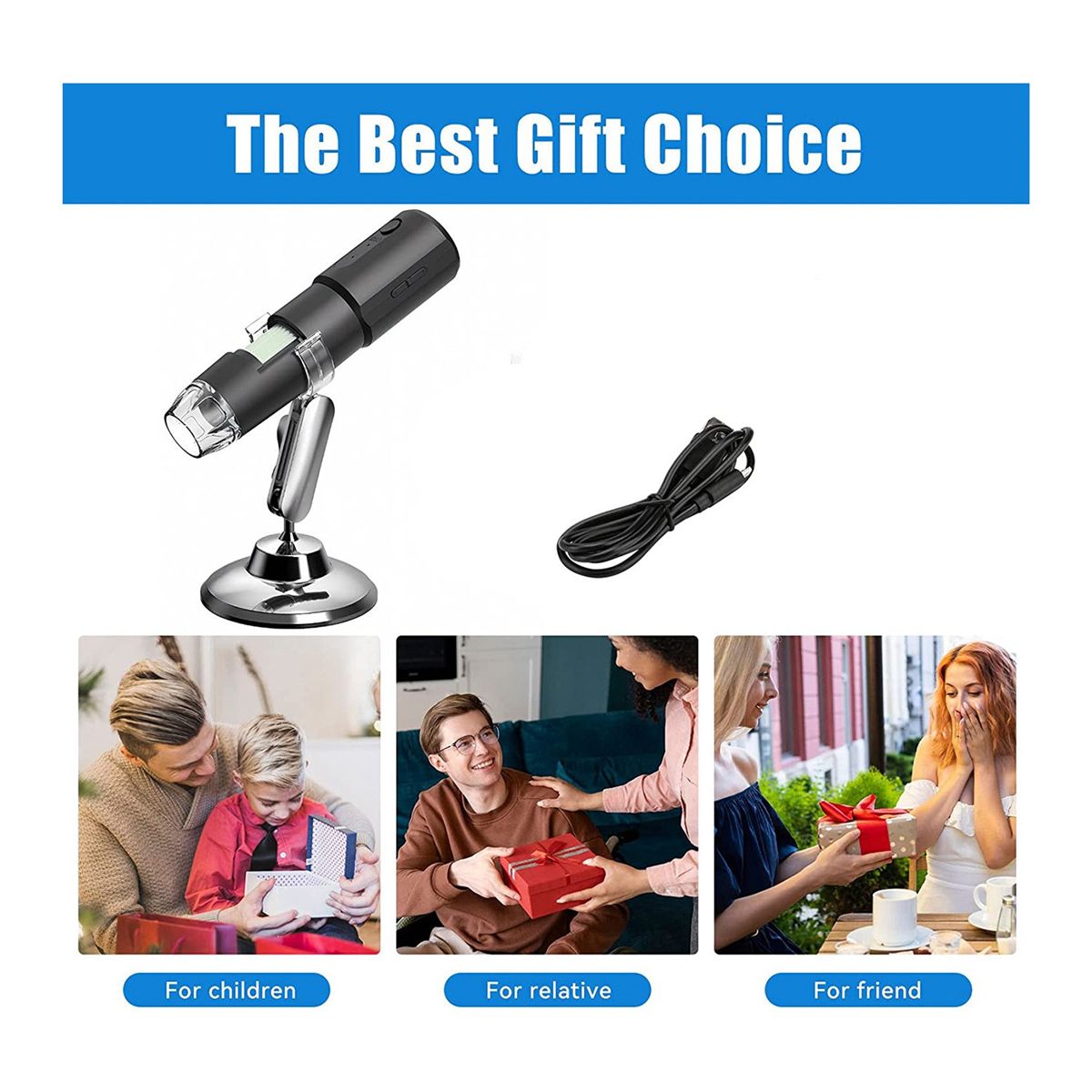 Wireless Digital Microscope Compatible with Laptop Windows Mobile Phone ComputerBlack