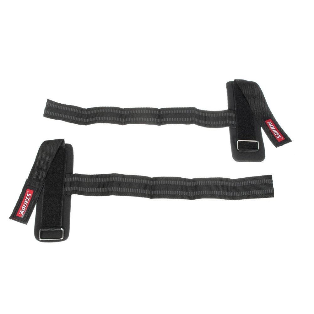 Weight Lifting Bar Grips Straps Wrist Gym Training Wraps Bangage Black (MY) Black
