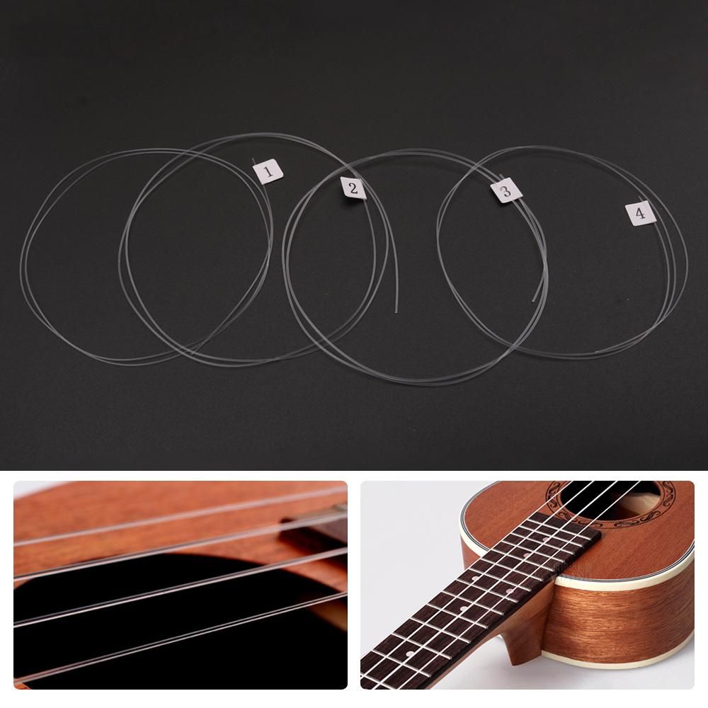4pcs Ukelele Ukulele Uke String Carbon Fiber Material Transparent