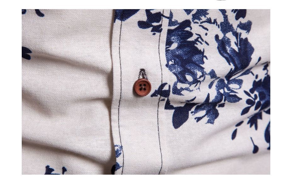 Mens Long Sleeve Casual Pattern Floral Polo Business Printed Shirts