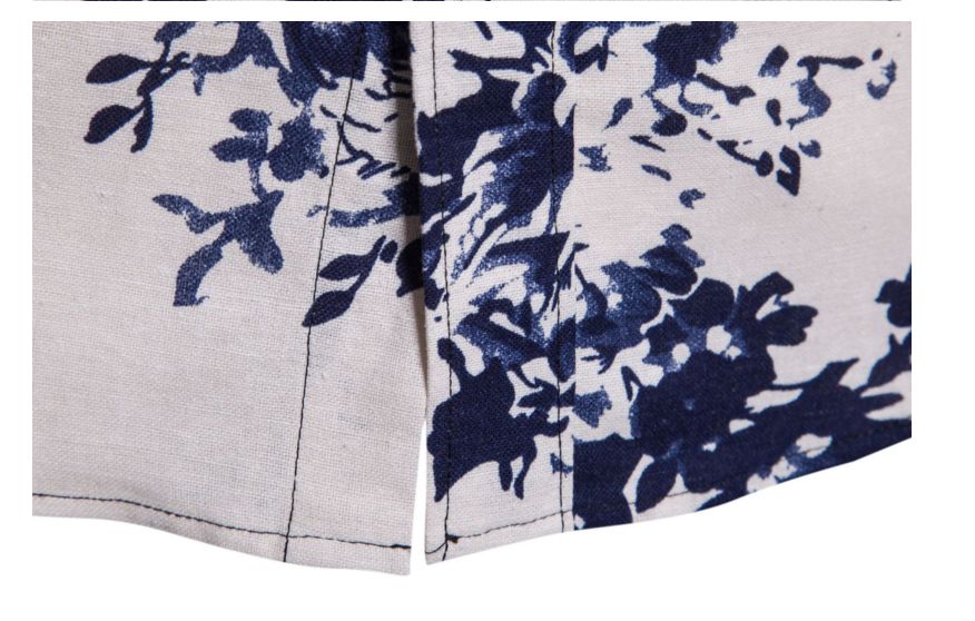 Mens Long Sleeve Casual Pattern Floral Polo Business Printed Shirts